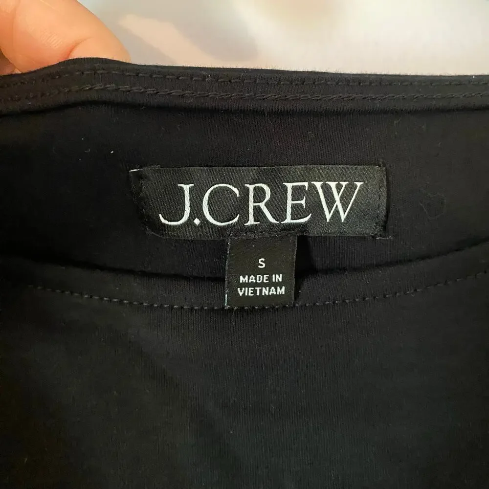 J. Crew Black Drop Waist Balloon Mini Dress Minimalist Glam Women's size Small